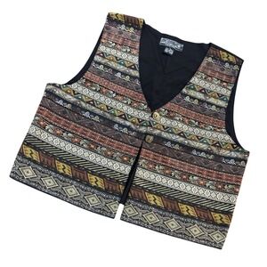 Agapo Collection Vintage Tapestry‎ Vest Womens Large Geometric Floral Cotton